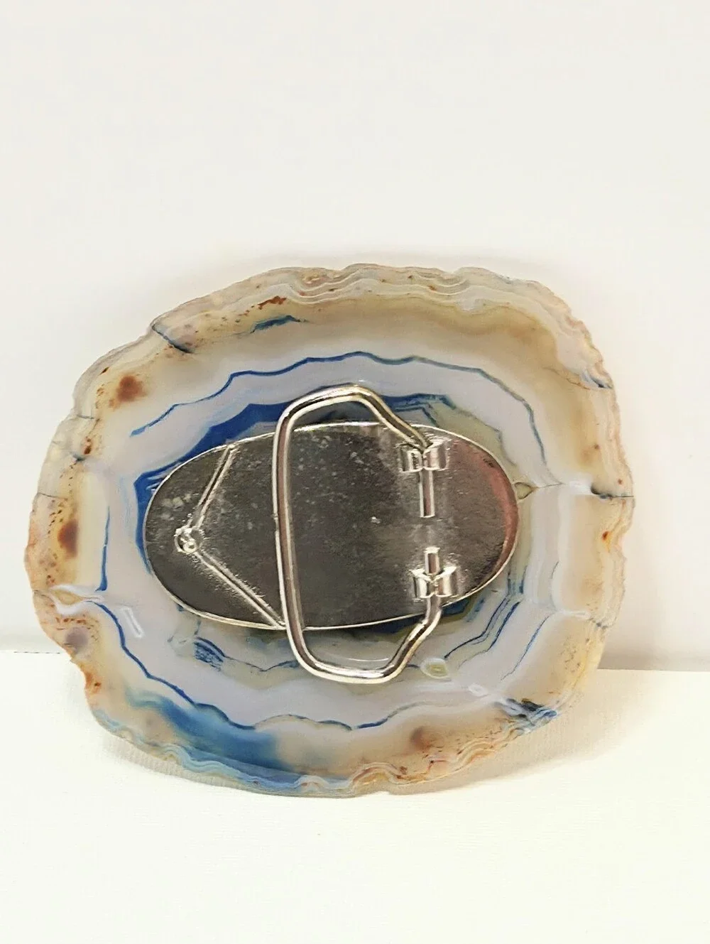 Belt Buckle Agate Slice,silver Tone Arrowhead